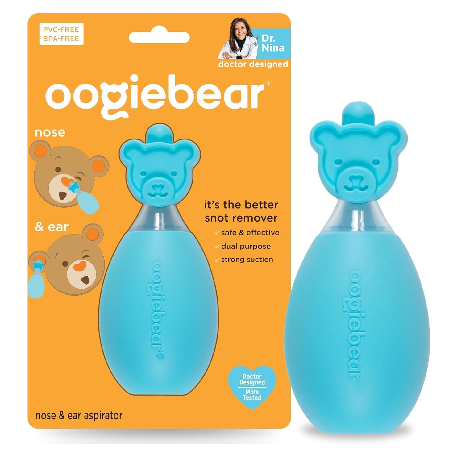 Aspirador Nasal Oogiebear para Bebés - Bulbo de Silicona Azul