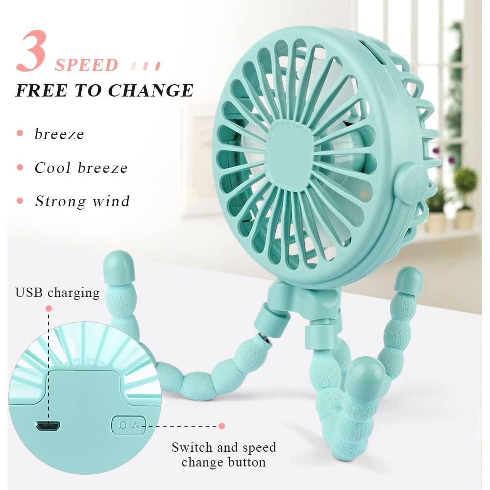 Ventilador Portátil Suteng con Trípode Flexible y Luz LED