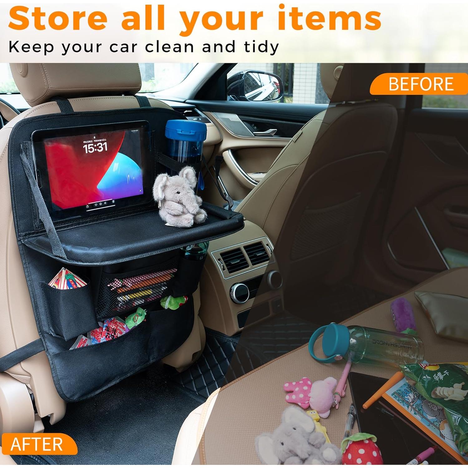 Organizador de Asiento Trasero de Coche Haoxiang, 9 Bolsillos, Negro