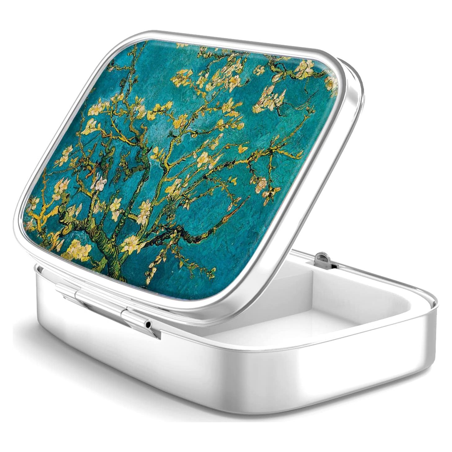 Caja de Pastillas Portátil Hion 2 Compartimentos Flor de Almendro