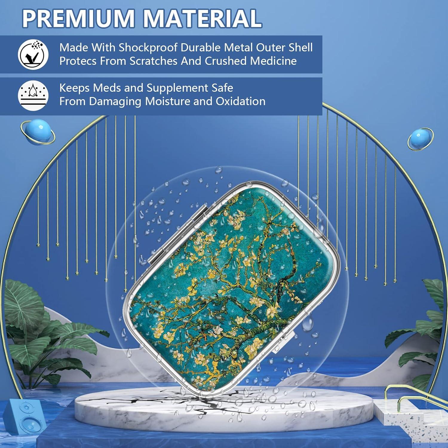 Caja de Pastillas Portátil Hion 2 Compartimentos Flor de Almendro