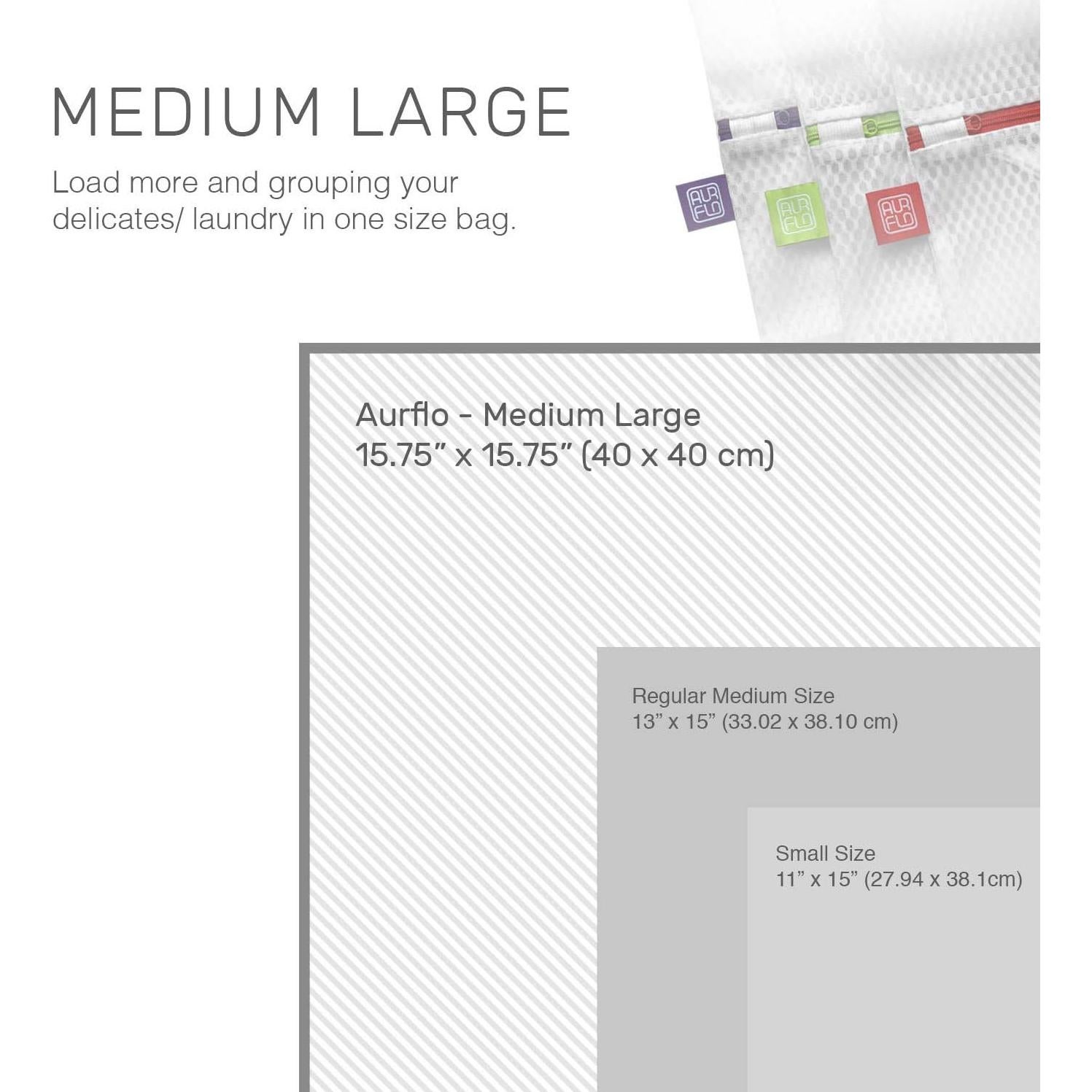 Bolsas de Lavandería AURFLO Malla 3 Medianas 40x40 cm