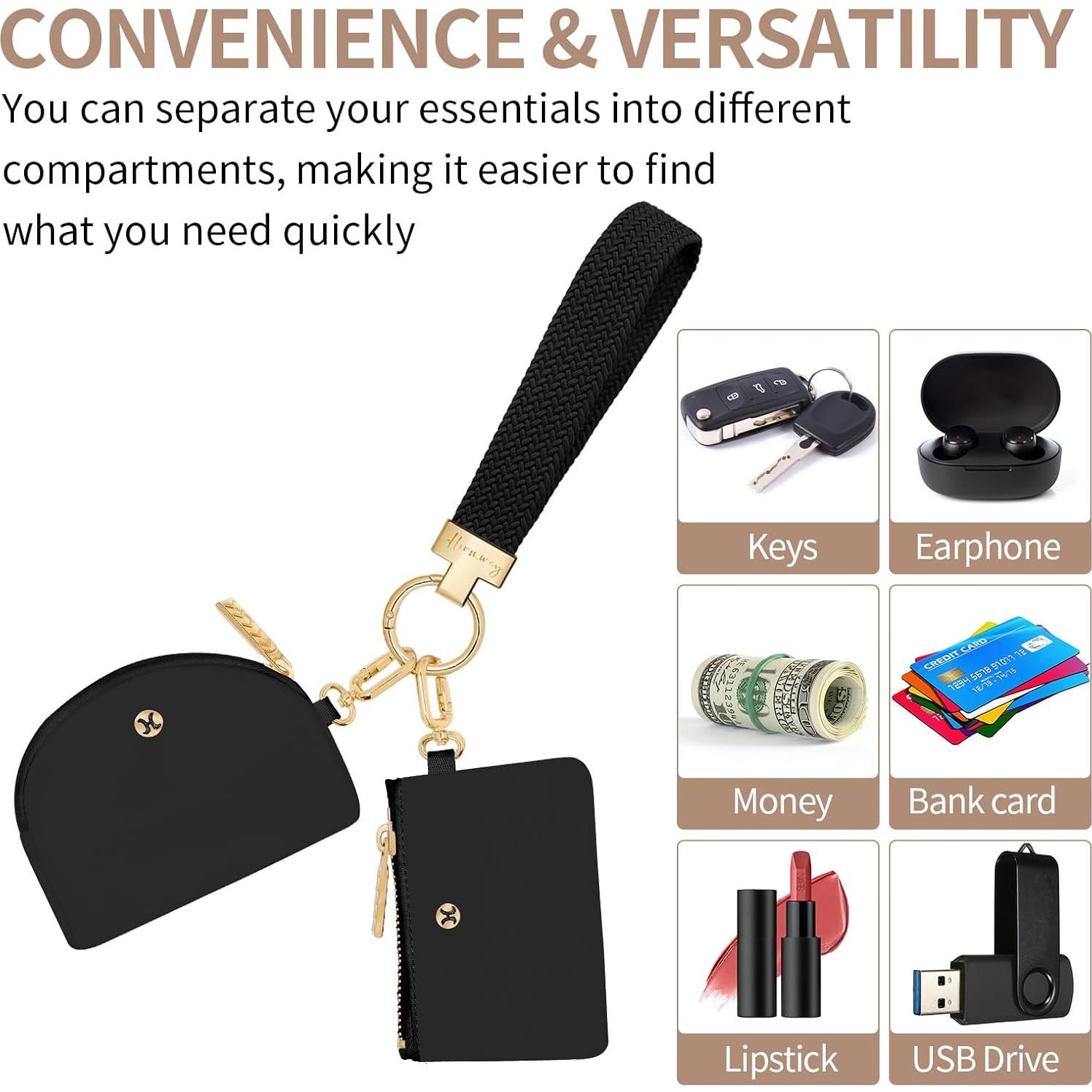 Monedero de muñeca Hovmwey con llavero y doble bolsa desmontable