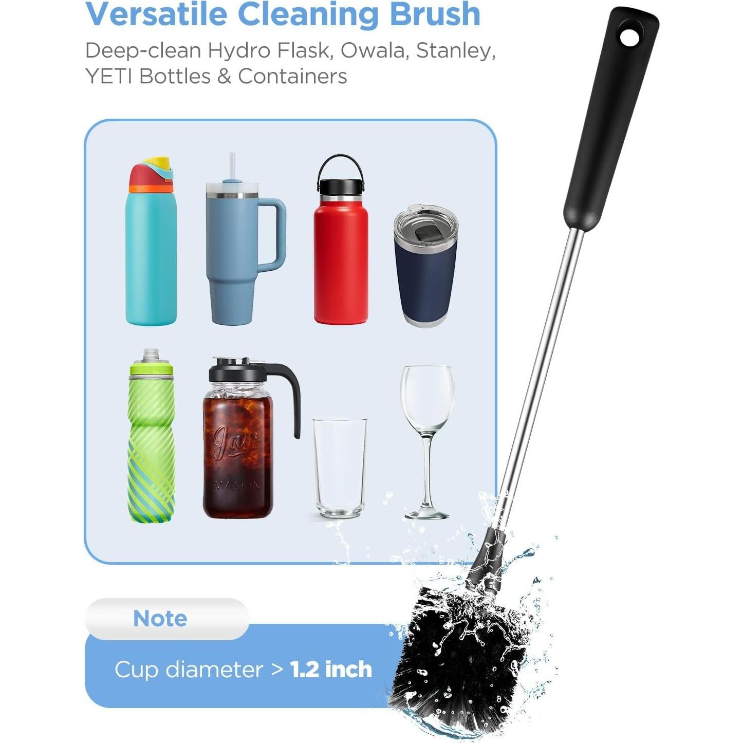 EasyAcc Juego de 3 Cepillos Limpiadores para Botellas 38.1 cm