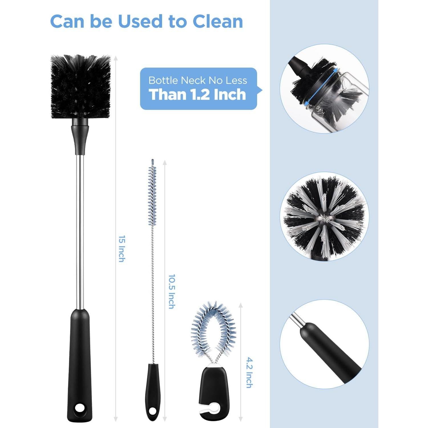 EasyAcc Juego de 3 Cepillos Limpiadores para Botellas 38.1 cm