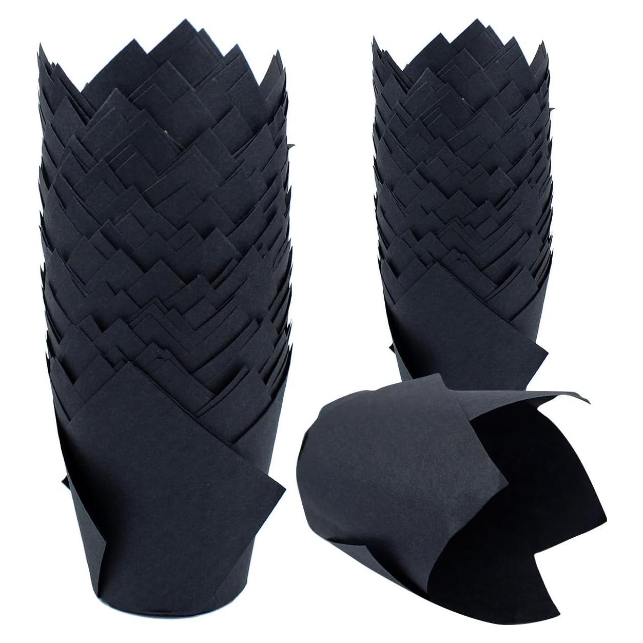150 Forros de Papel Tulipán para Cupcakes REDANHA Negros