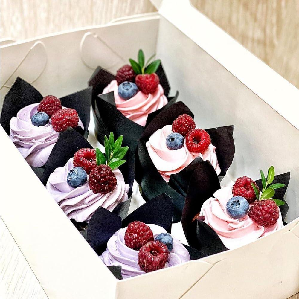 150 Forros de Papel Tulipán para Cupcakes REDANHA Negros