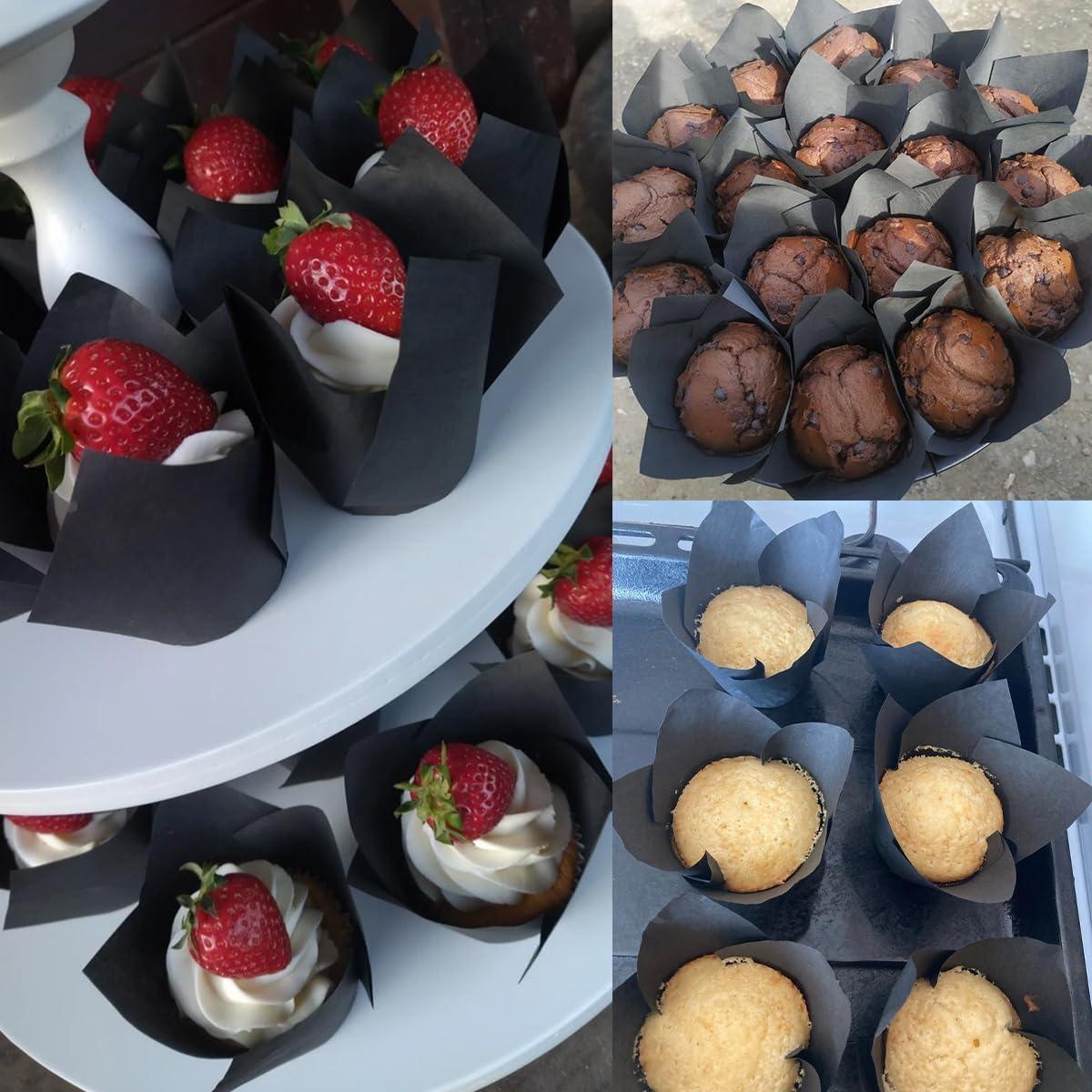 150 Forros de Papel Tulipán para Cupcakes REDANHA Negros