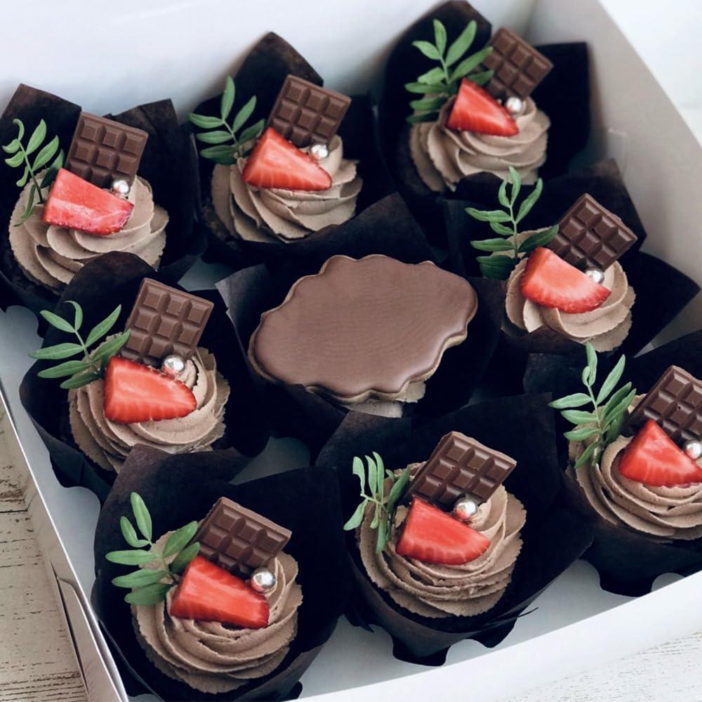 150 Forros de Papel Tulipán para Cupcakes REDANHA Negros