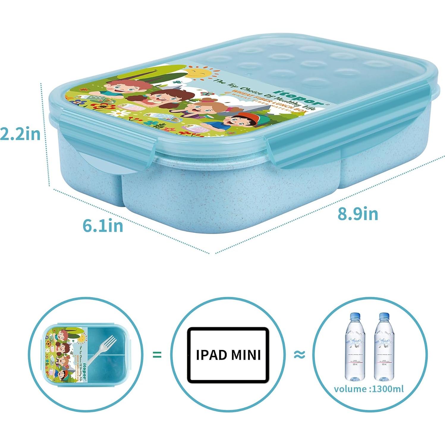Caja de Almuerzo Bento Itopor Azul 1300ml A Prueba de Fugas