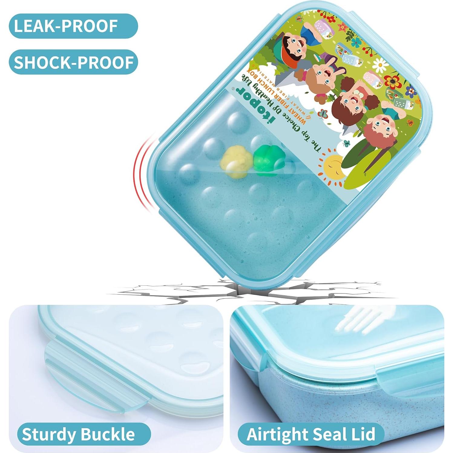 Caja de Almuerzo Bento Itopor Azul 1300ml A Prueba de Fugas