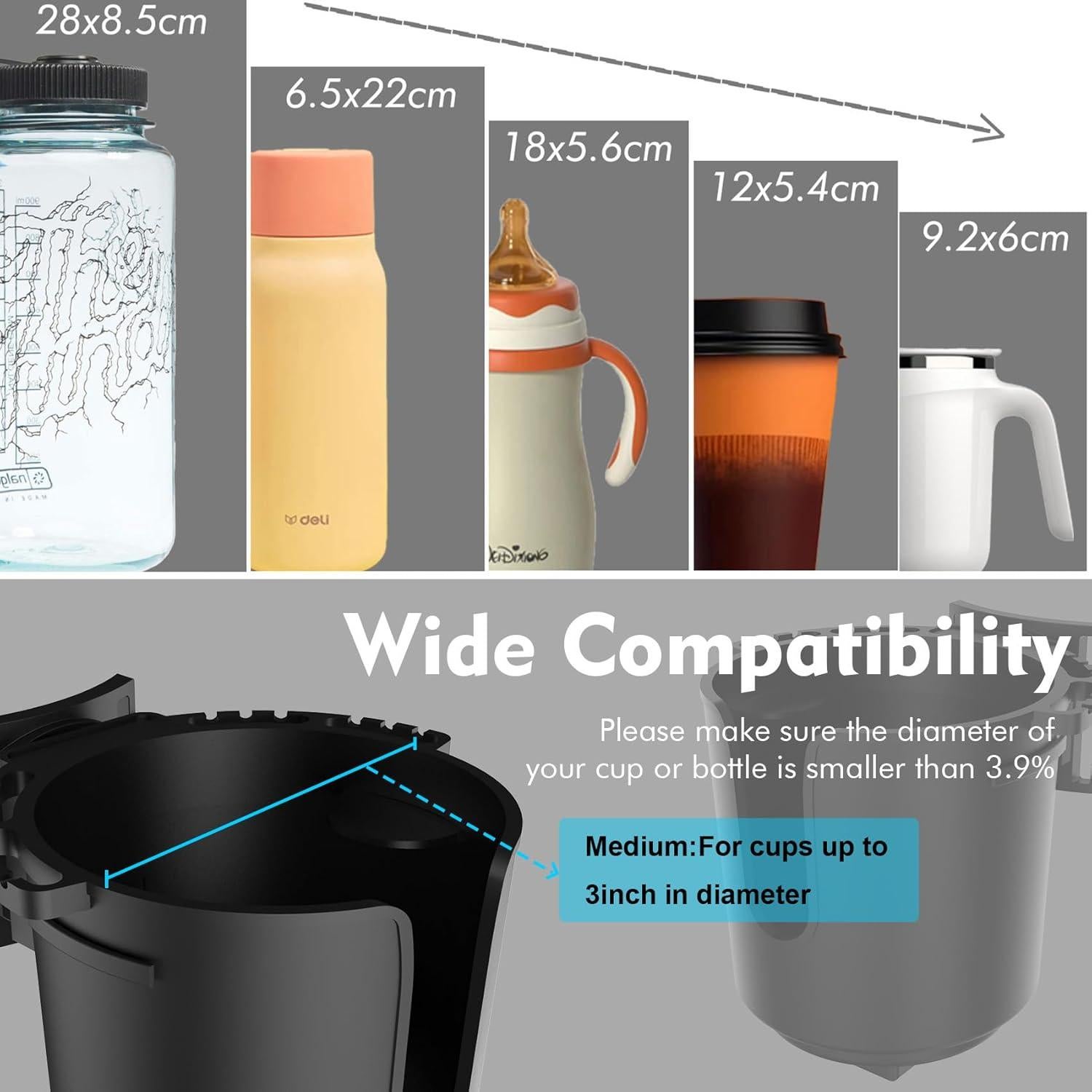 Soporte para Tazas EDSRDUX Ajustable Negro Mediano