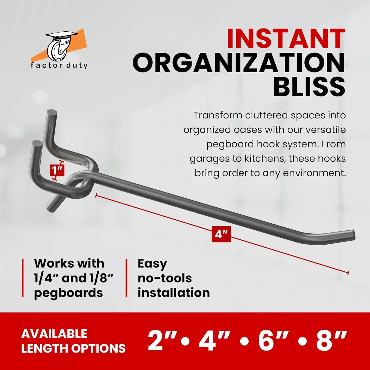 Paquete de 100 ganchos metálicos para tablero de clavijas 10.16 cm