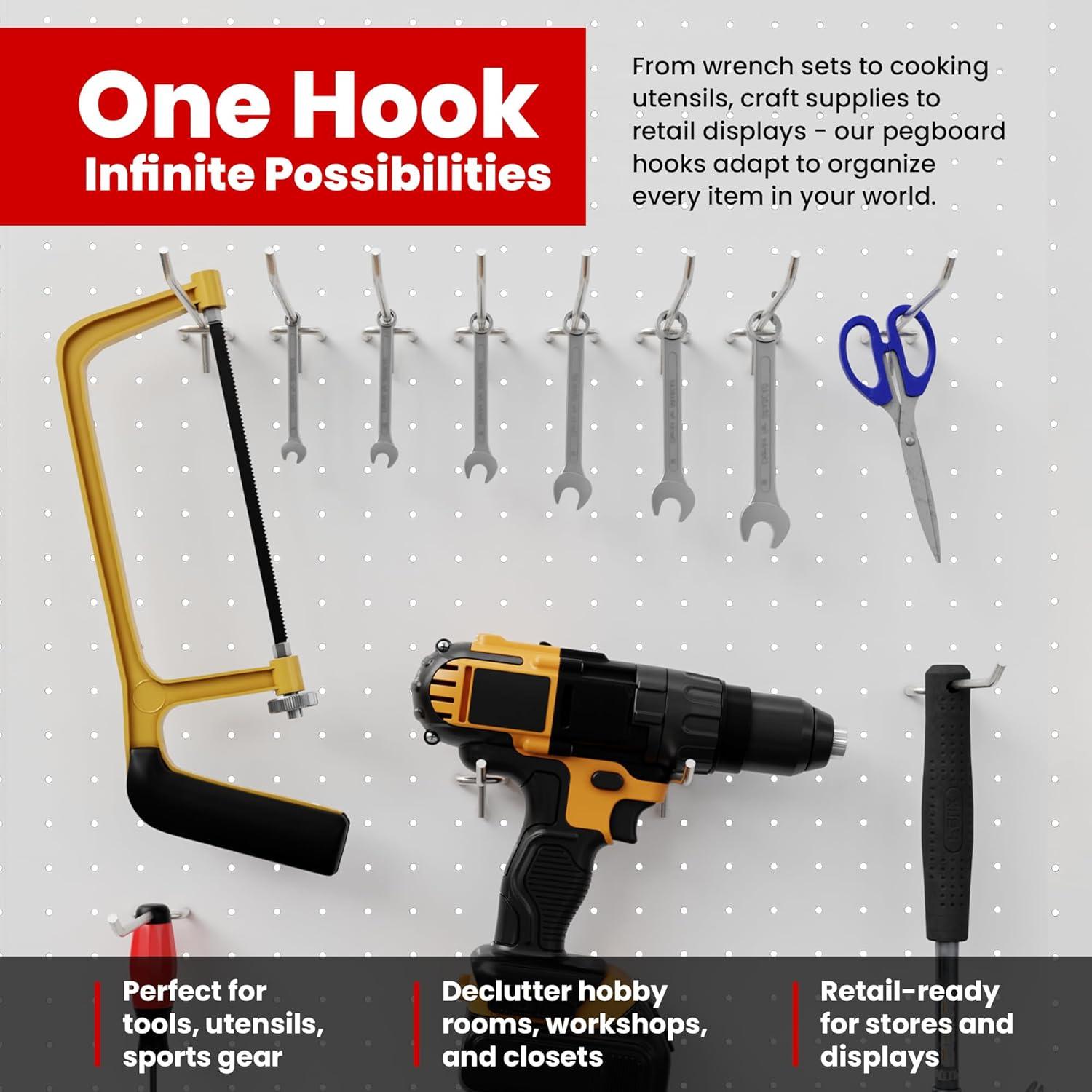 Paquete de 100 ganchos metálicos para tablero de clavijas 10.16 cm