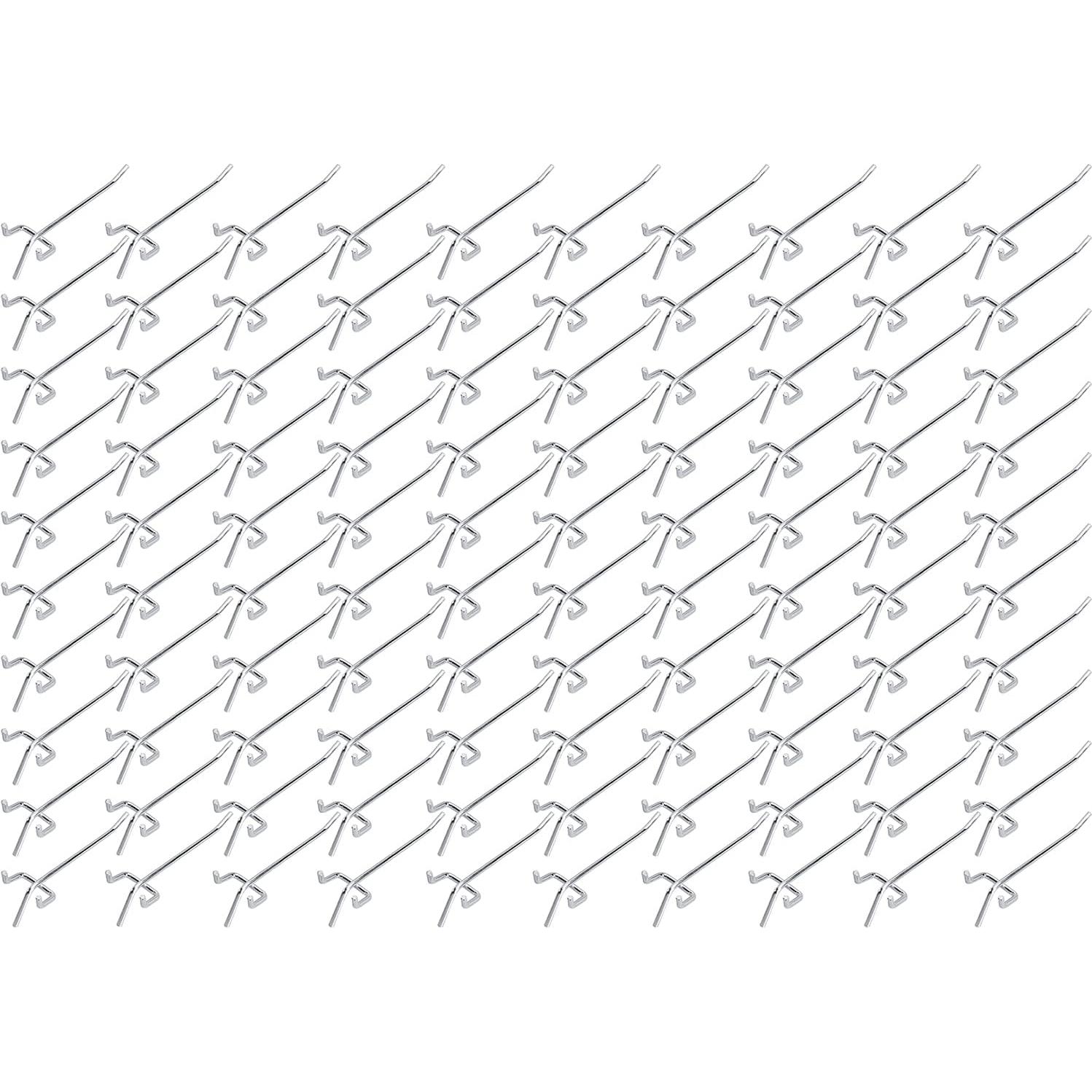 Paquete de 100 ganchos metálicos para tablero de clavijas 10.16 cm