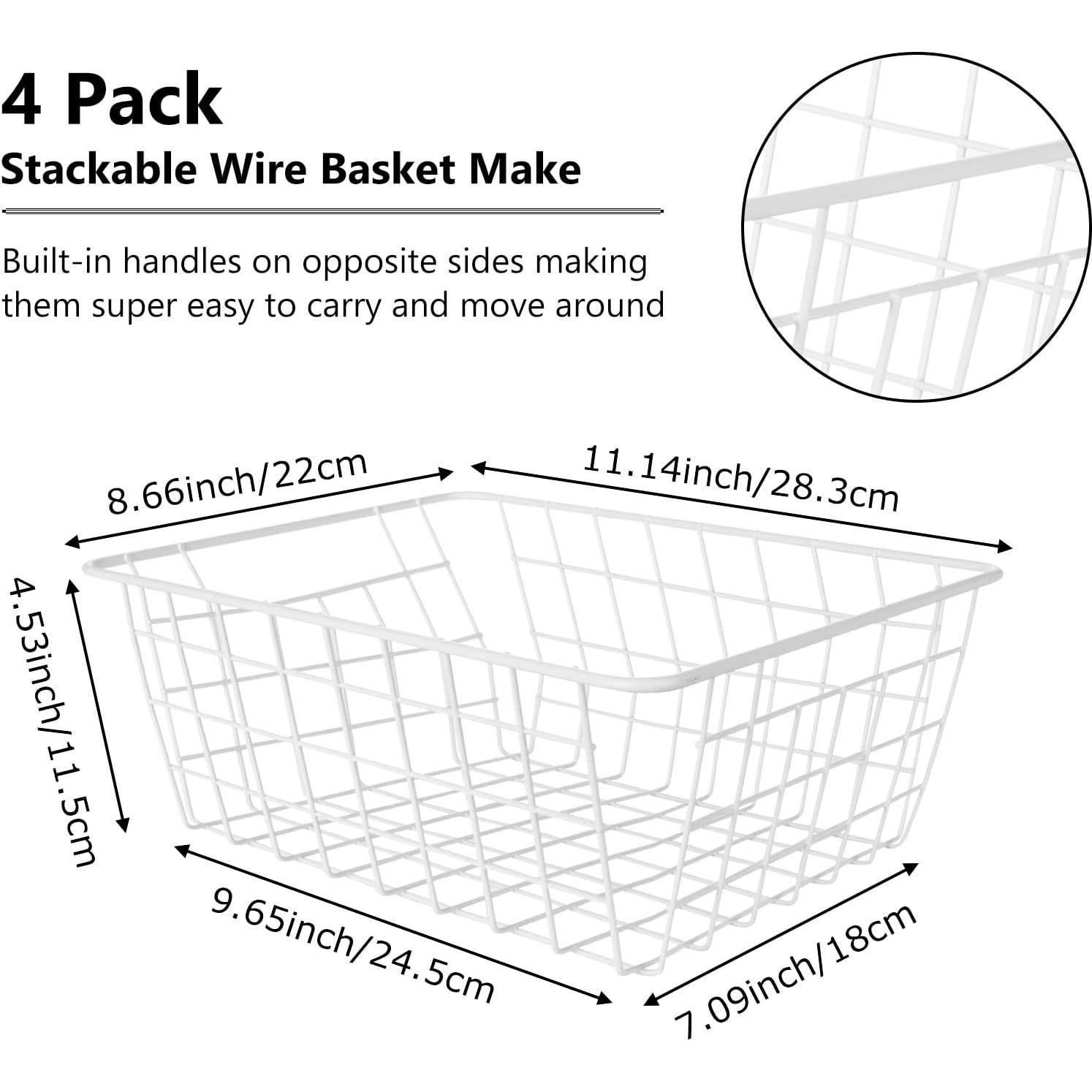4 Cestas Organizadoras de Alambre LISHINE para Congelador 27.9x21.8 cm
