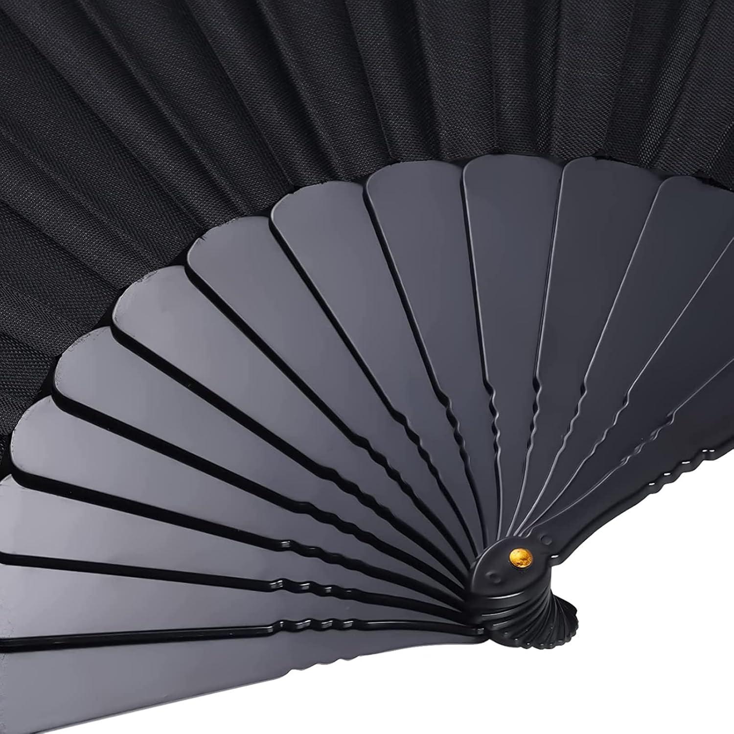 Abanicos Plegables Negros Yolyoo - 4 Pcs, 23 cm, Decoración