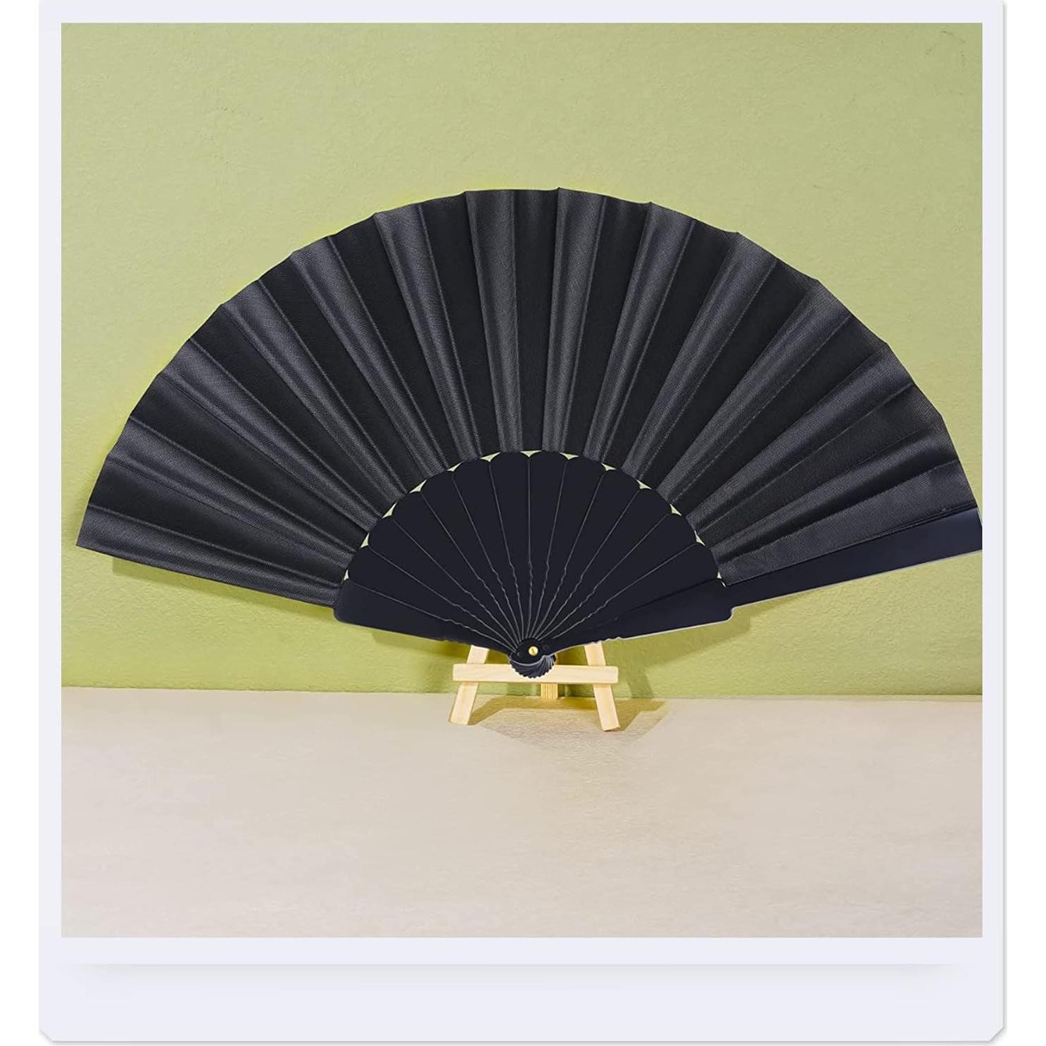 Abanicos Plegables Negros Yolyoo - 4 Pcs, 23 cm, Decoración