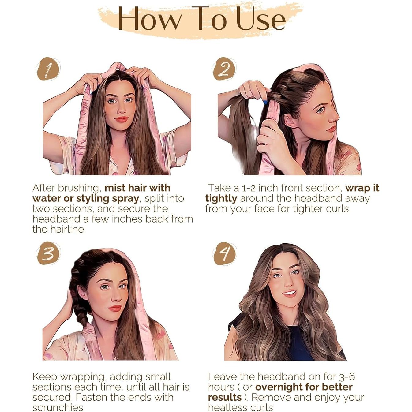 Rizador de Cabello Sin Calor Yanibest con Scrunchies y Clip