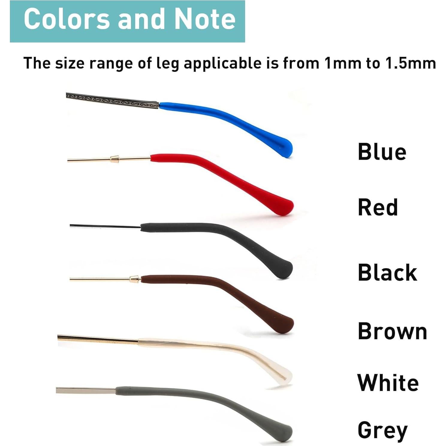 Puntas de Gafas Antideslizantes de Silicona 8 Pares Negro