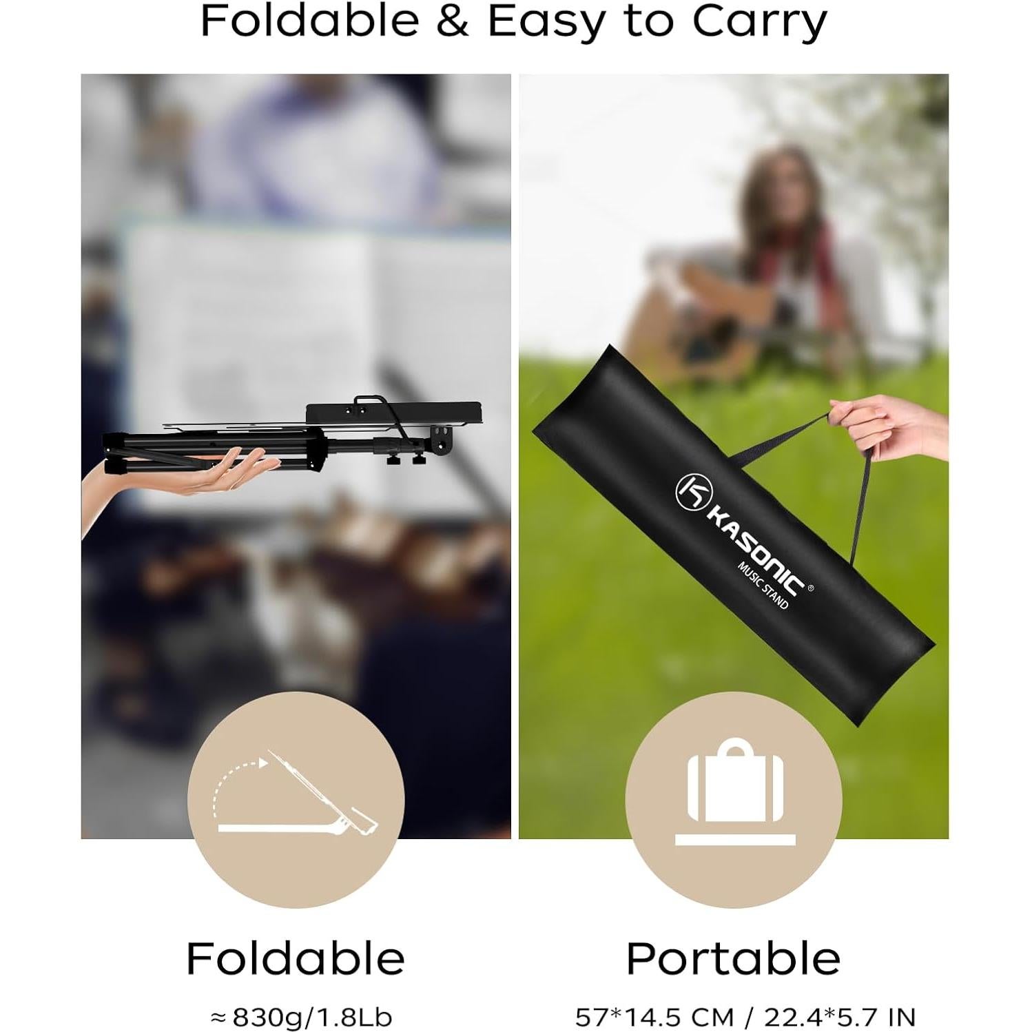 Soporte de Música K KASONIC Plegable 2 en 1 Ajustable 0.97 kg