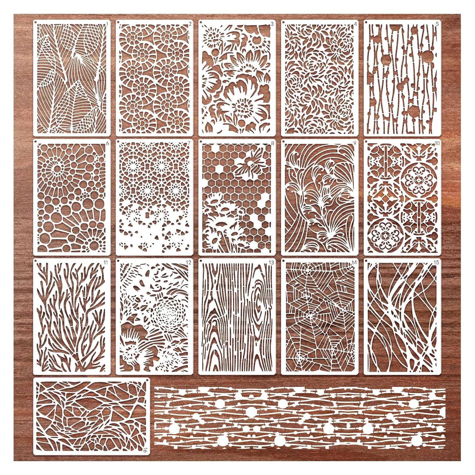 16 Plantillas Reutilizables para Pintar Boqon - Textura Abstracta