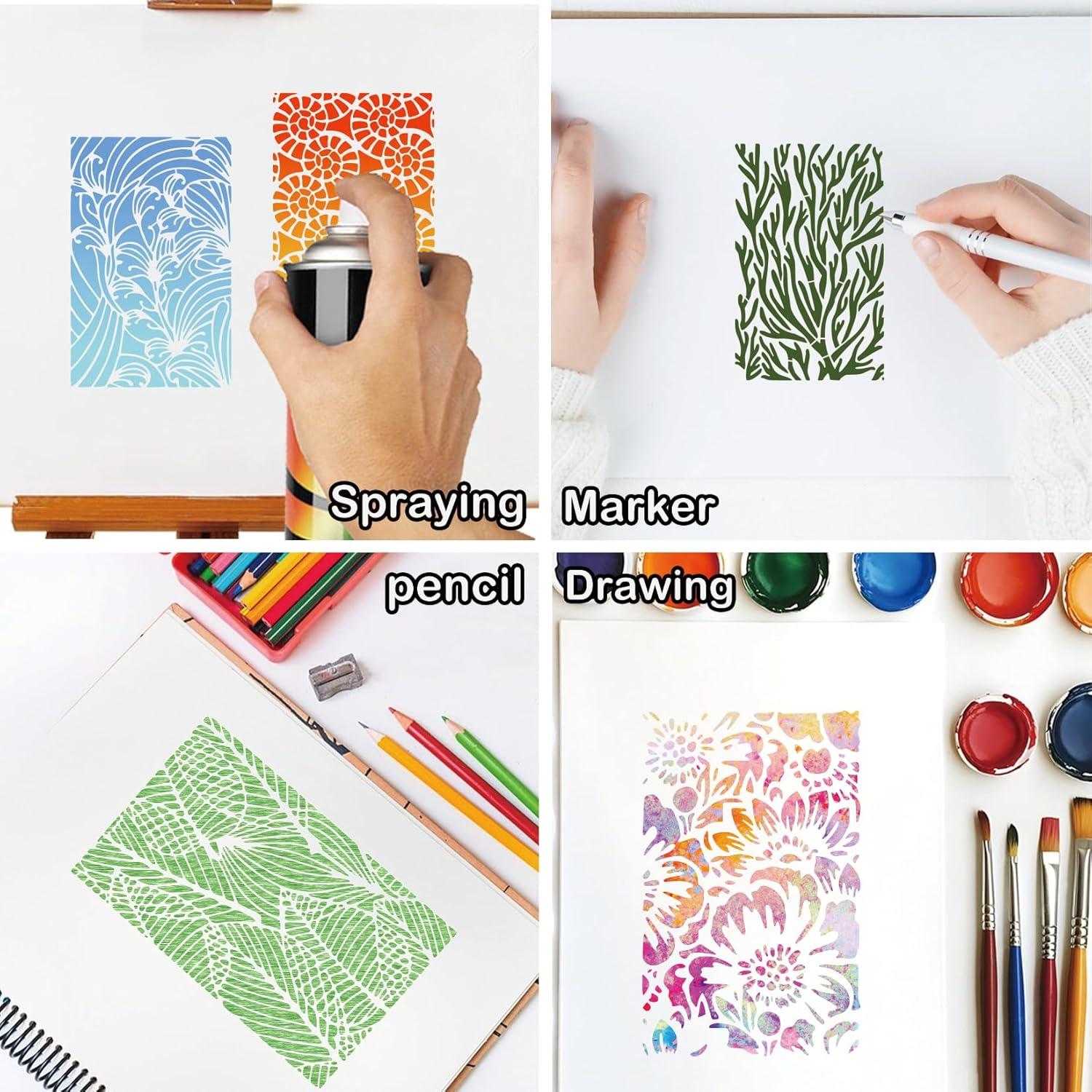 16 Plantillas Reutilizables para Pintar Boqon - Textura Abstracta