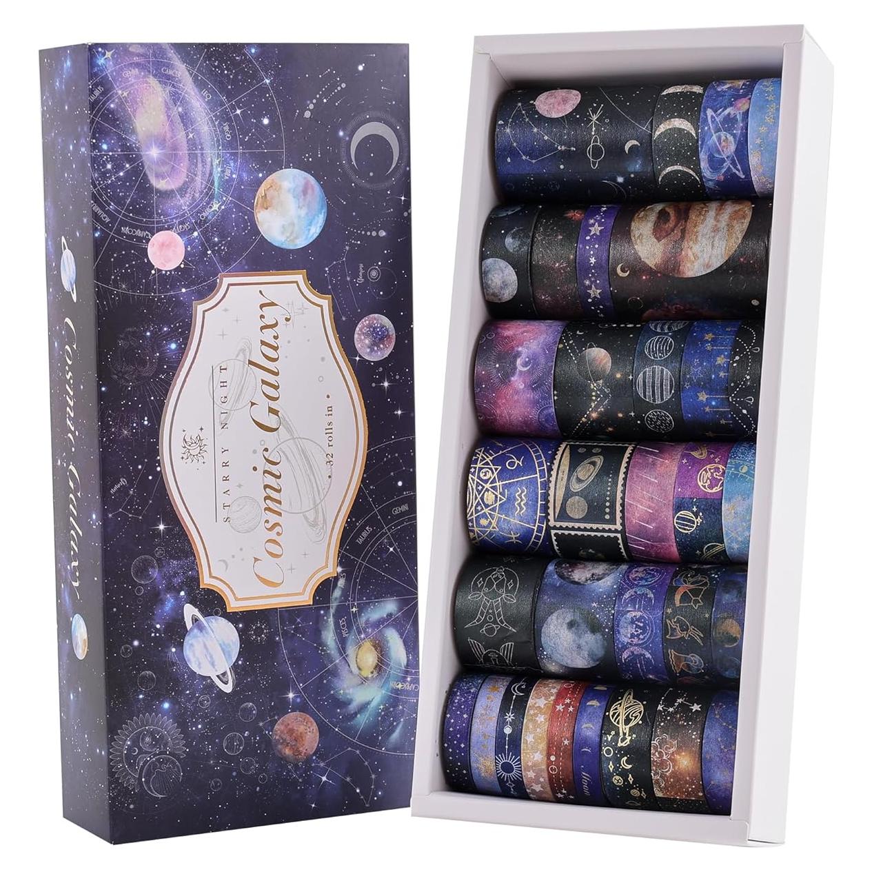 Conjunto de 32 Rollos de Cinta Washi VYRANA Galaxia 8-50mm