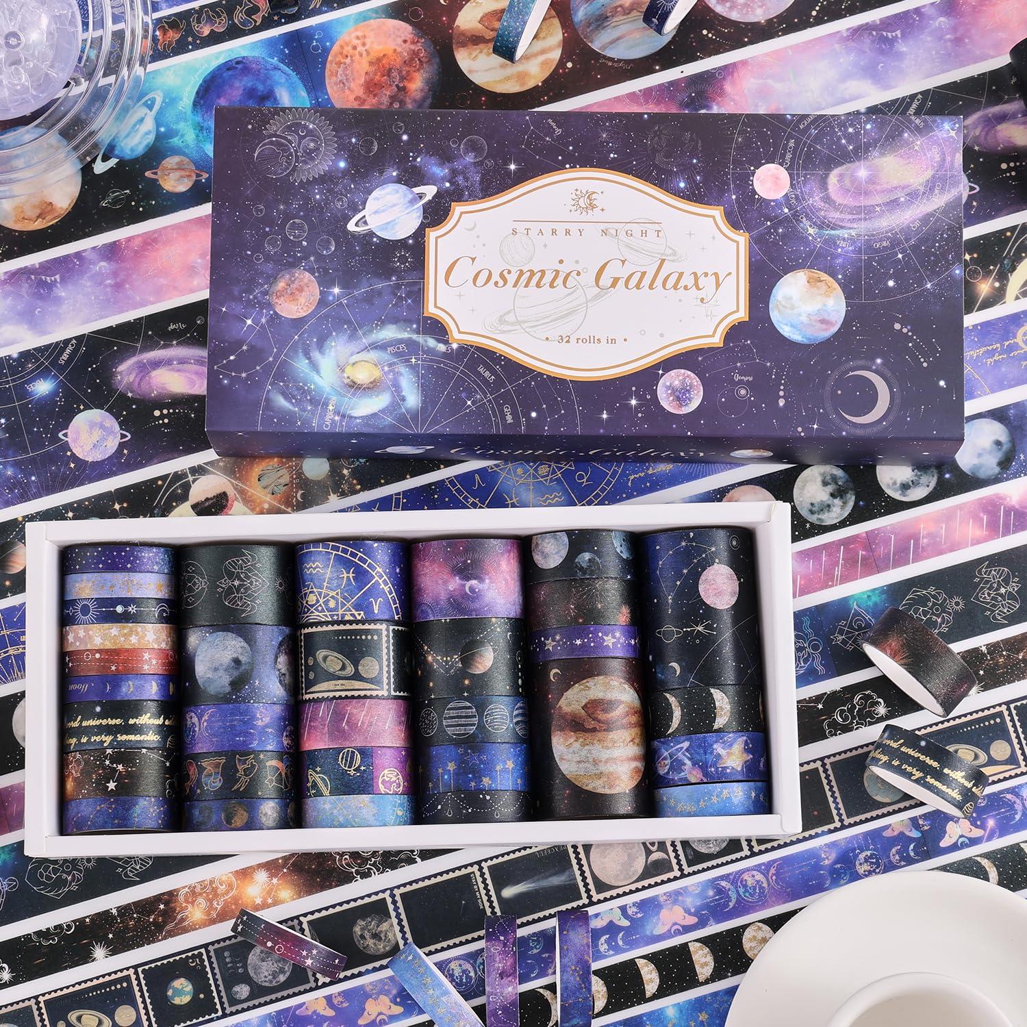Conjunto de 32 Rollos de Cinta Washi VYRANA Galaxia 8-50mm