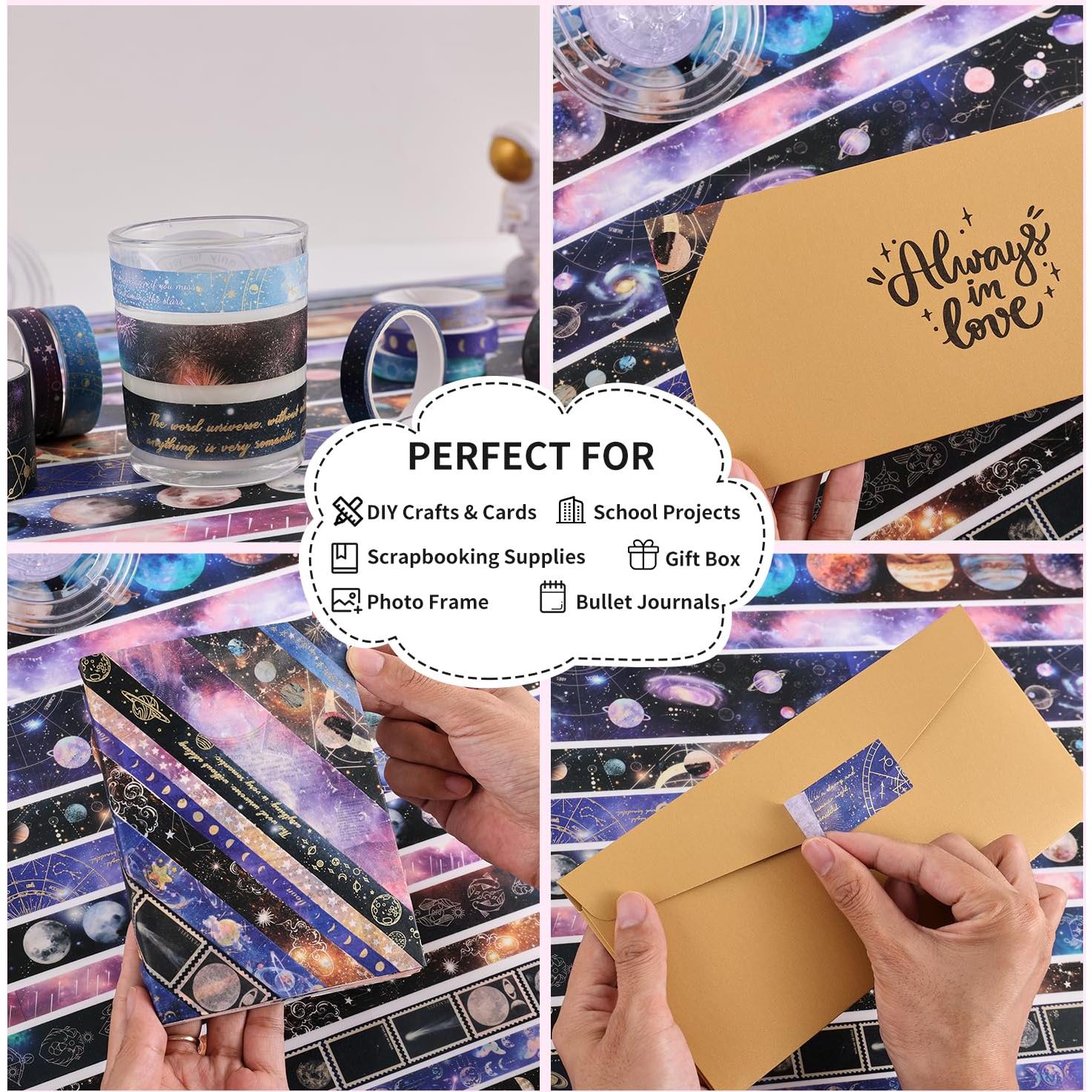 Conjunto de 32 Rollos de Cinta Washi VYRANA Galaxia 8-50mm