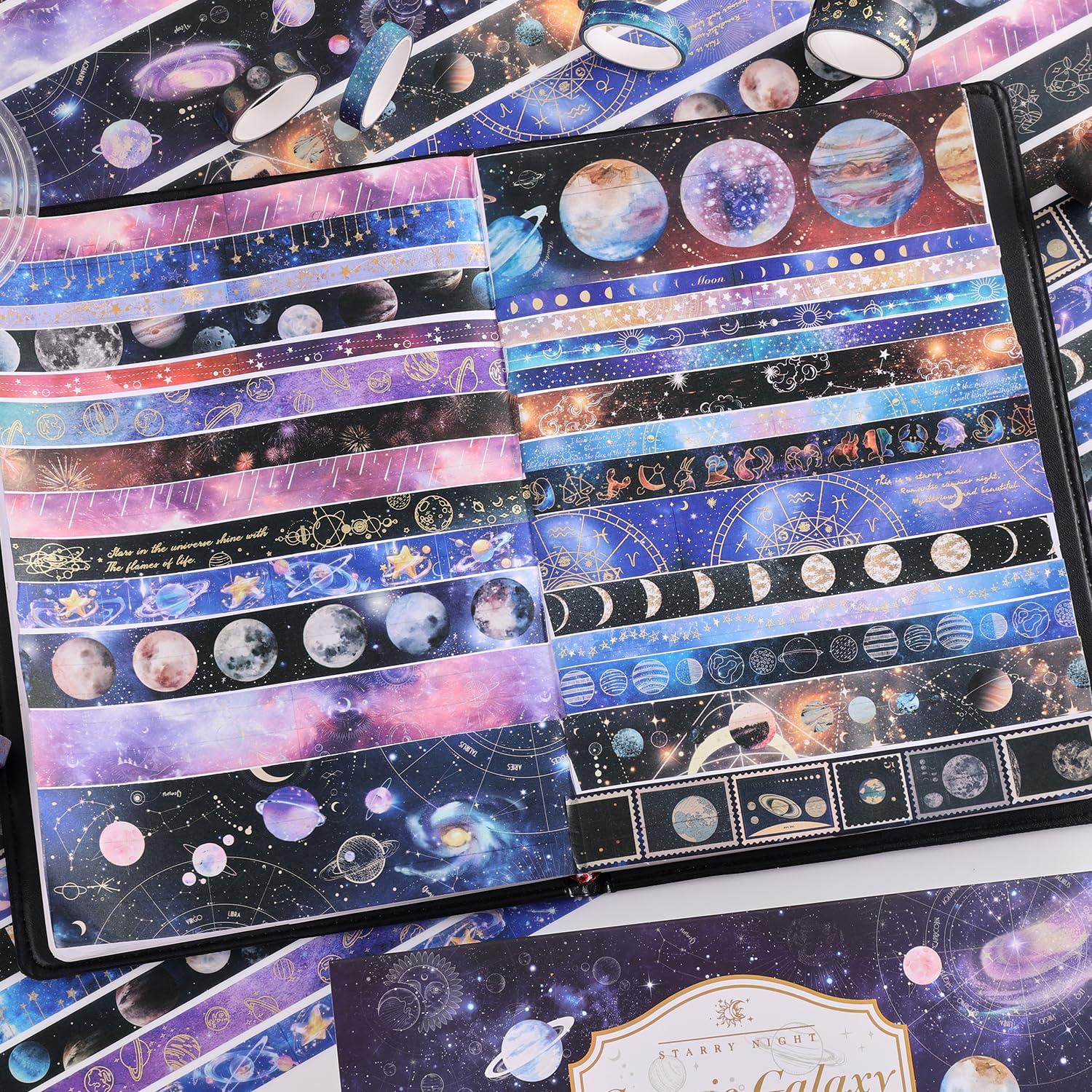 Conjunto de 32 Rollos de Cinta Washi VYRANA Galaxia 8-50mm