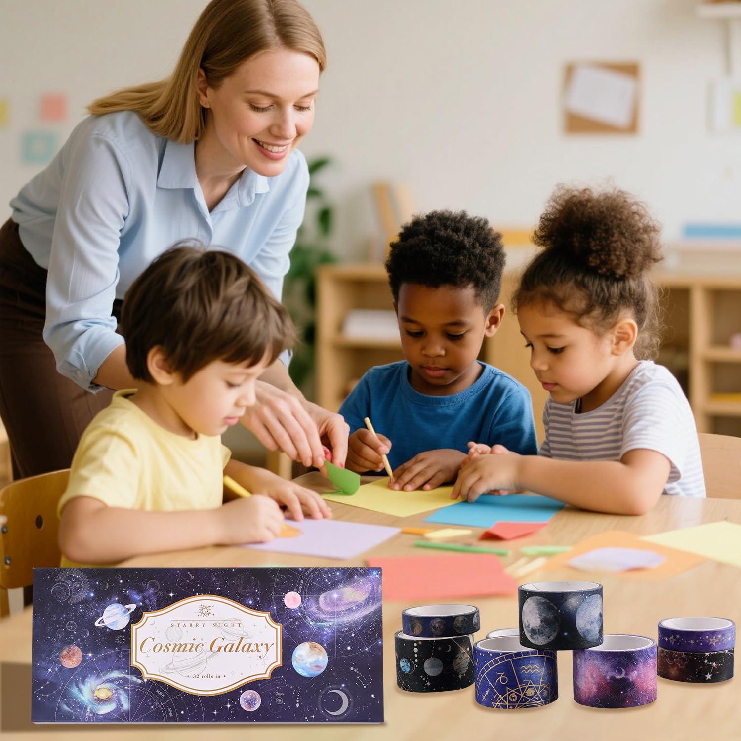 Conjunto de 32 Rollos de Cinta Washi VYRANA Galaxia 8-50mm