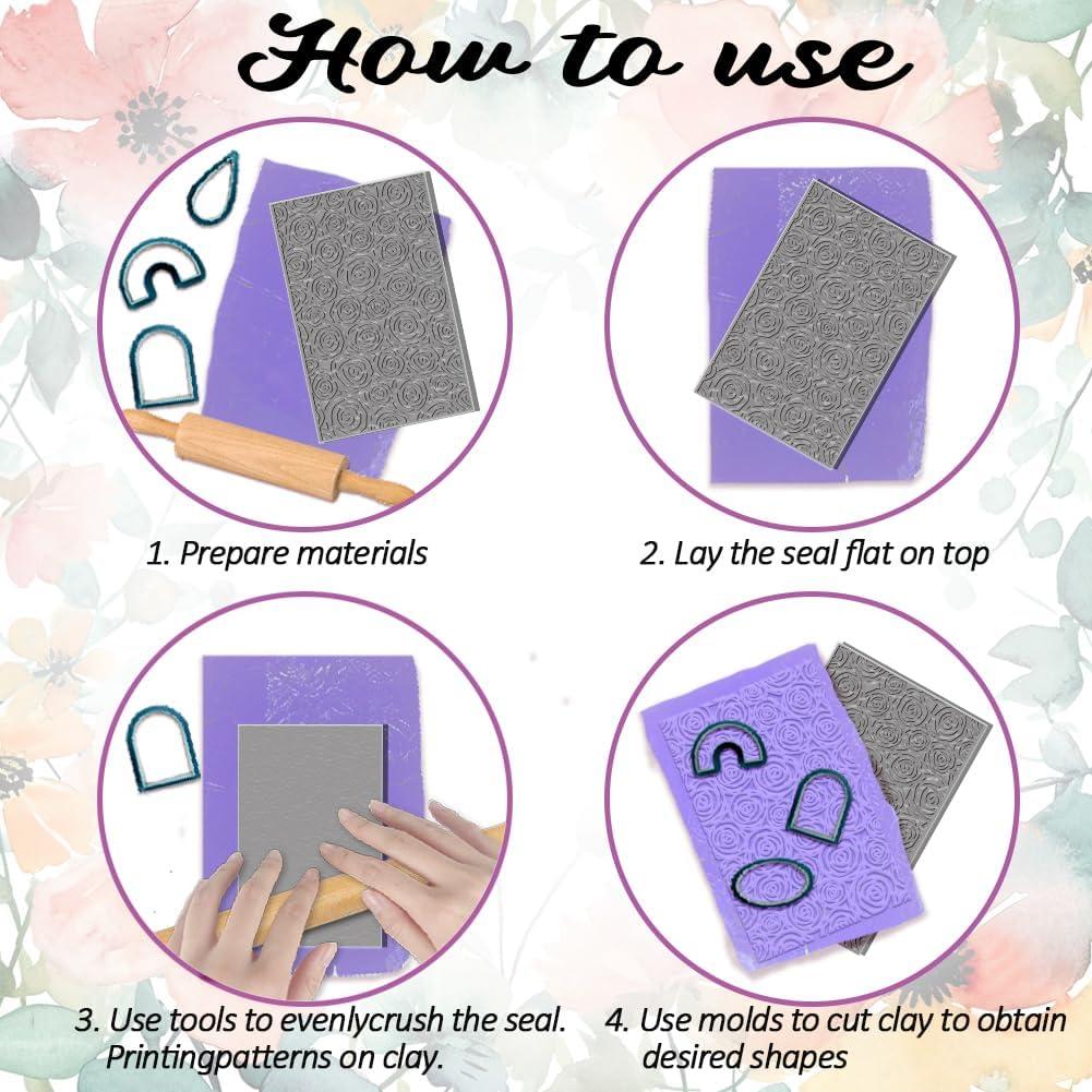 Juego de 4 Hojas de Textura de Arcilla Polimérica Boho ACRNIGHEET