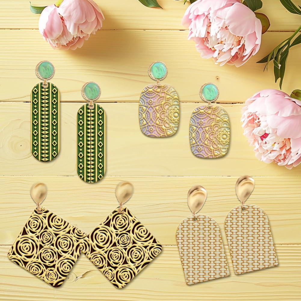 Juego de 4 Hojas de Textura de Arcilla Polimérica Boho ACRNIGHEET