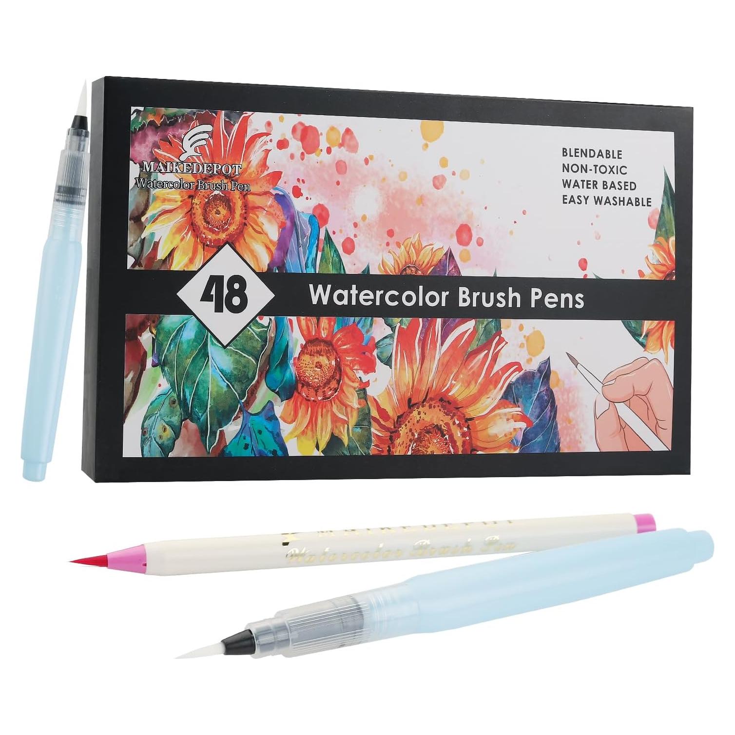 Set de 48 Marcadores de Acuarela MAIKEDEPOT con Pinceles