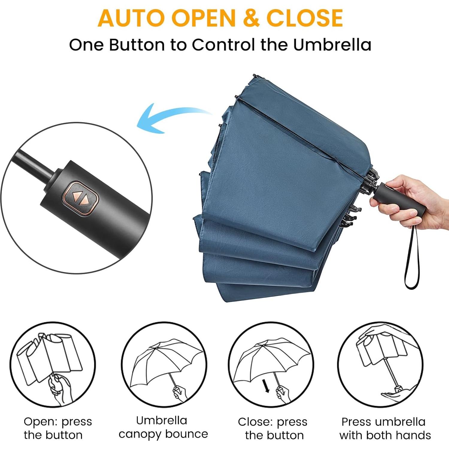 Paraguas Prospo Grande 117 cm Automático Plegado Inverso