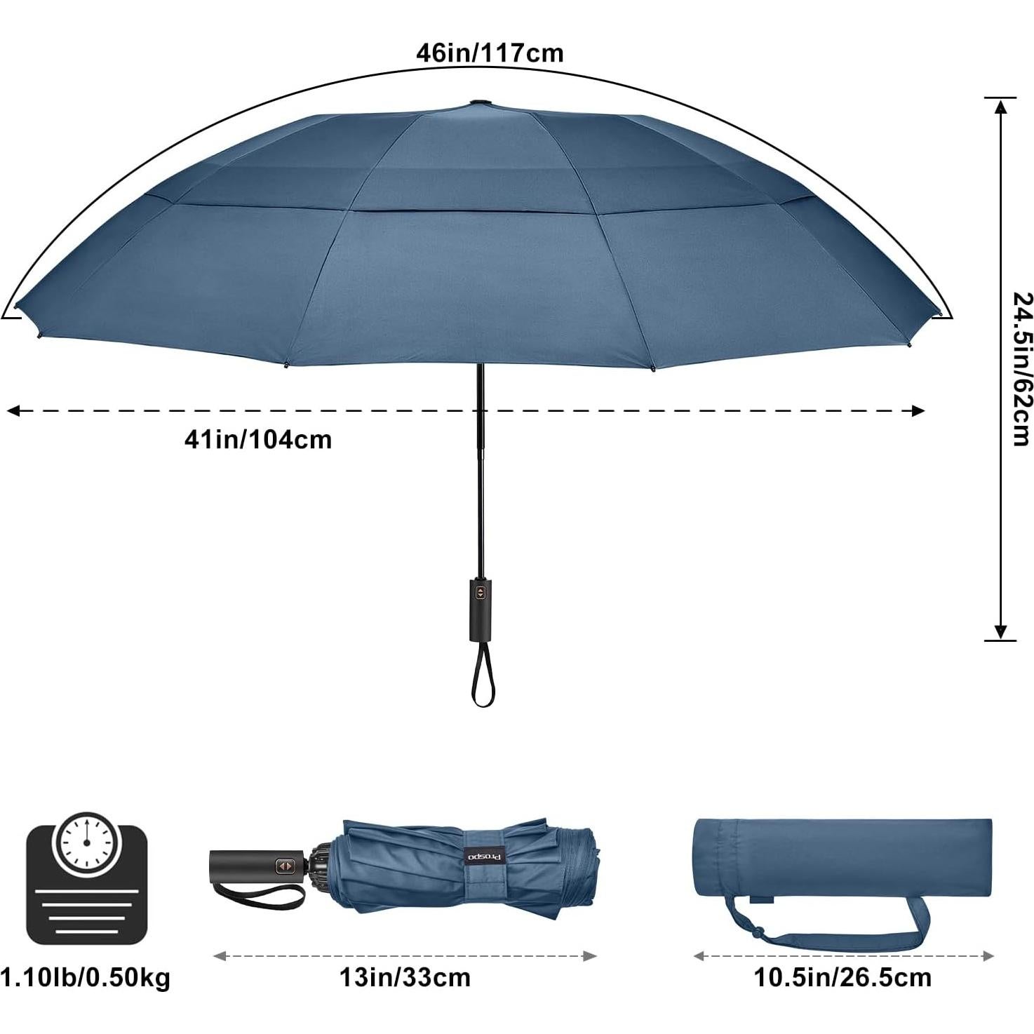 Paraguas Prospo Grande 117 cm Automático Plegado Inverso