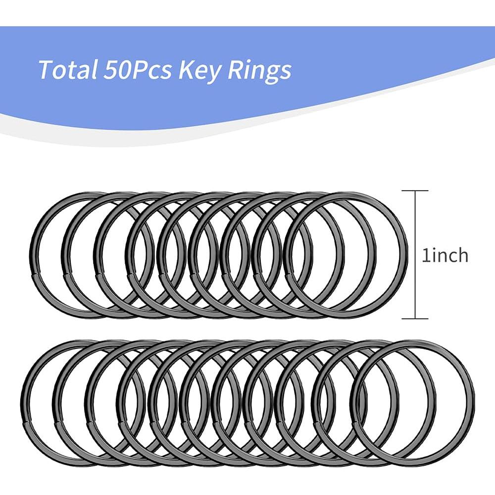 100 Ganchos Giratorios y Anillos para Llaveros Sugiury 32mm Negro