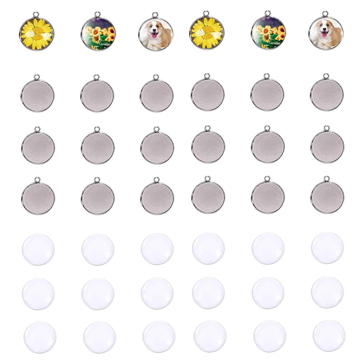 Bandejas de Colgante LANBEIDE 50 Piezas 12x12mm Acero Inoxidable