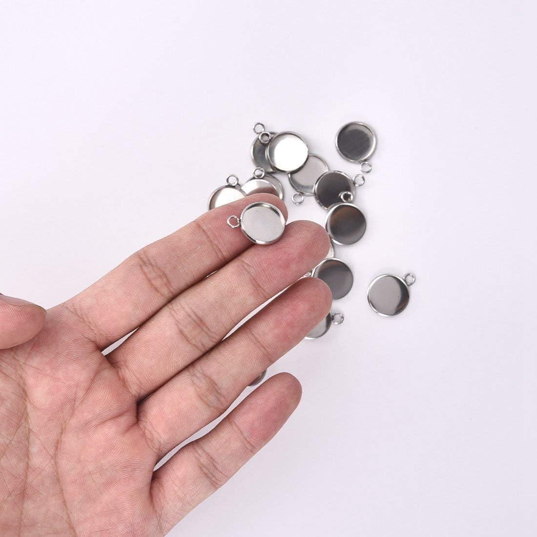 Bandejas de Colgante LANBEIDE 50 Piezas 12x12mm Acero Inoxidable