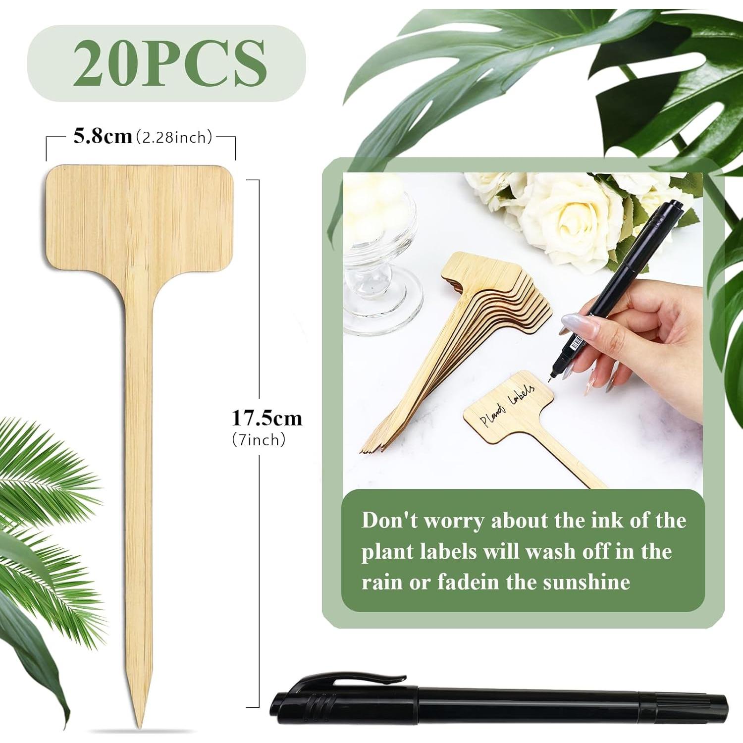 20 Etiquetas de Planta de Bambú FAMLEAF 17.78 cm para Jardín