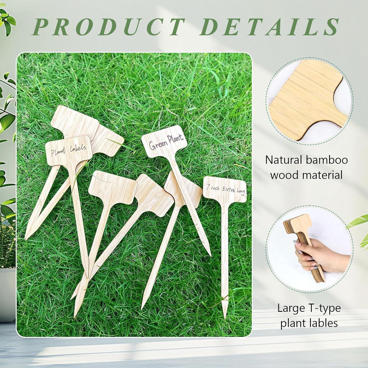 20 Etiquetas de Planta de Bambú FAMLEAF 17.78 cm para Jardín