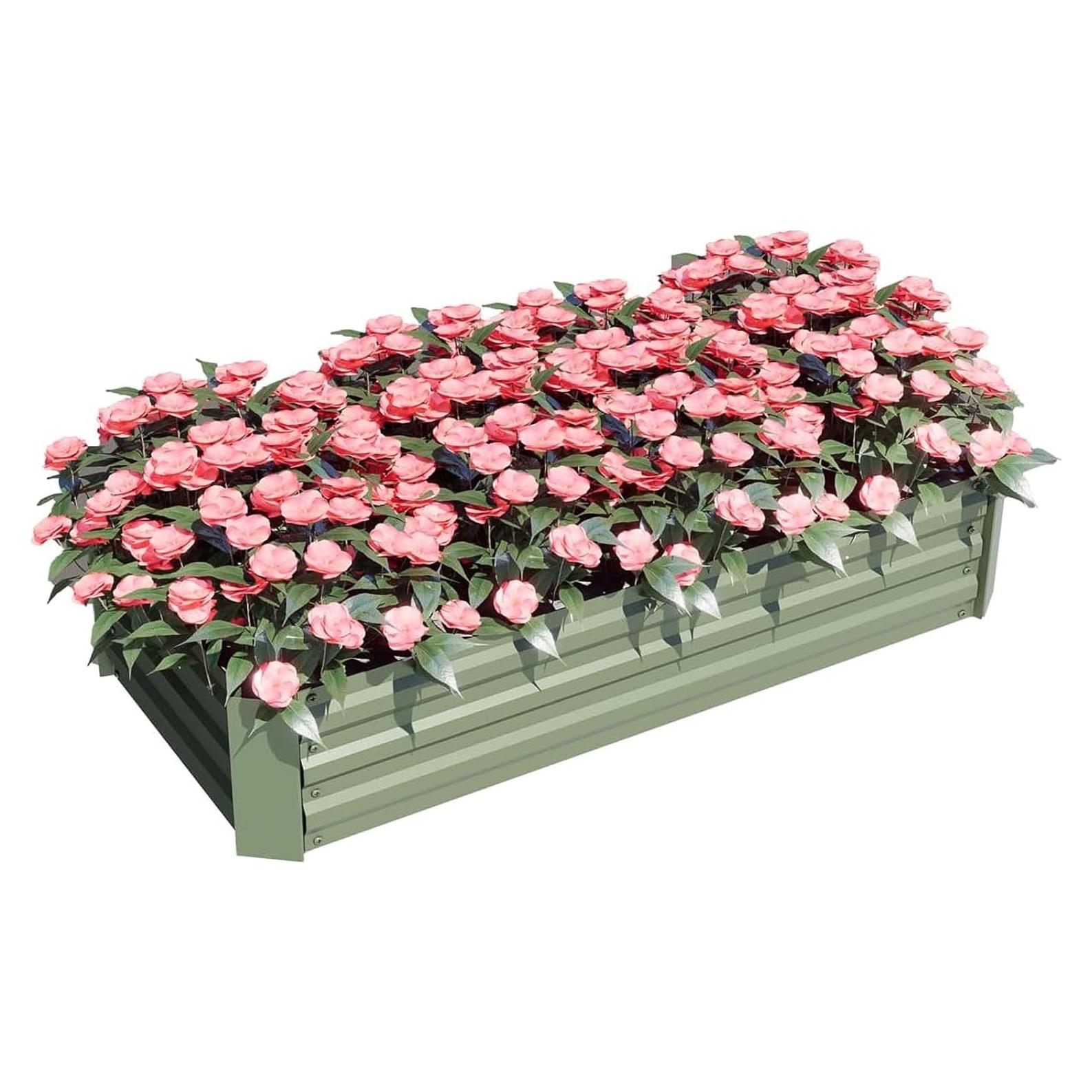 Cama de Jardín Elevada Aoodor 1.22x0.61x0.30m Verde Metal