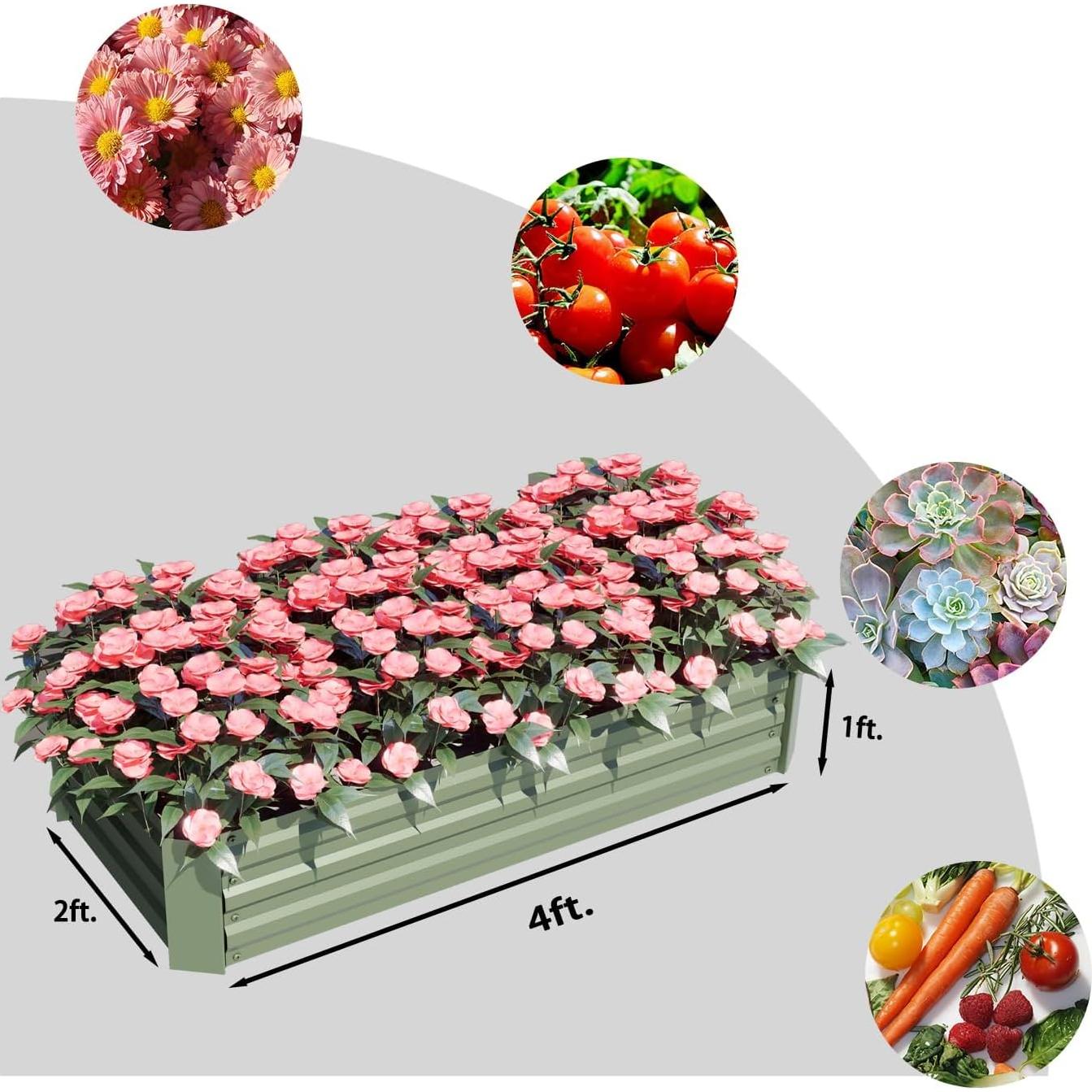 Cama de Jardín Elevada Aoodor 1.22x0.61x0.30m Verde Metal
