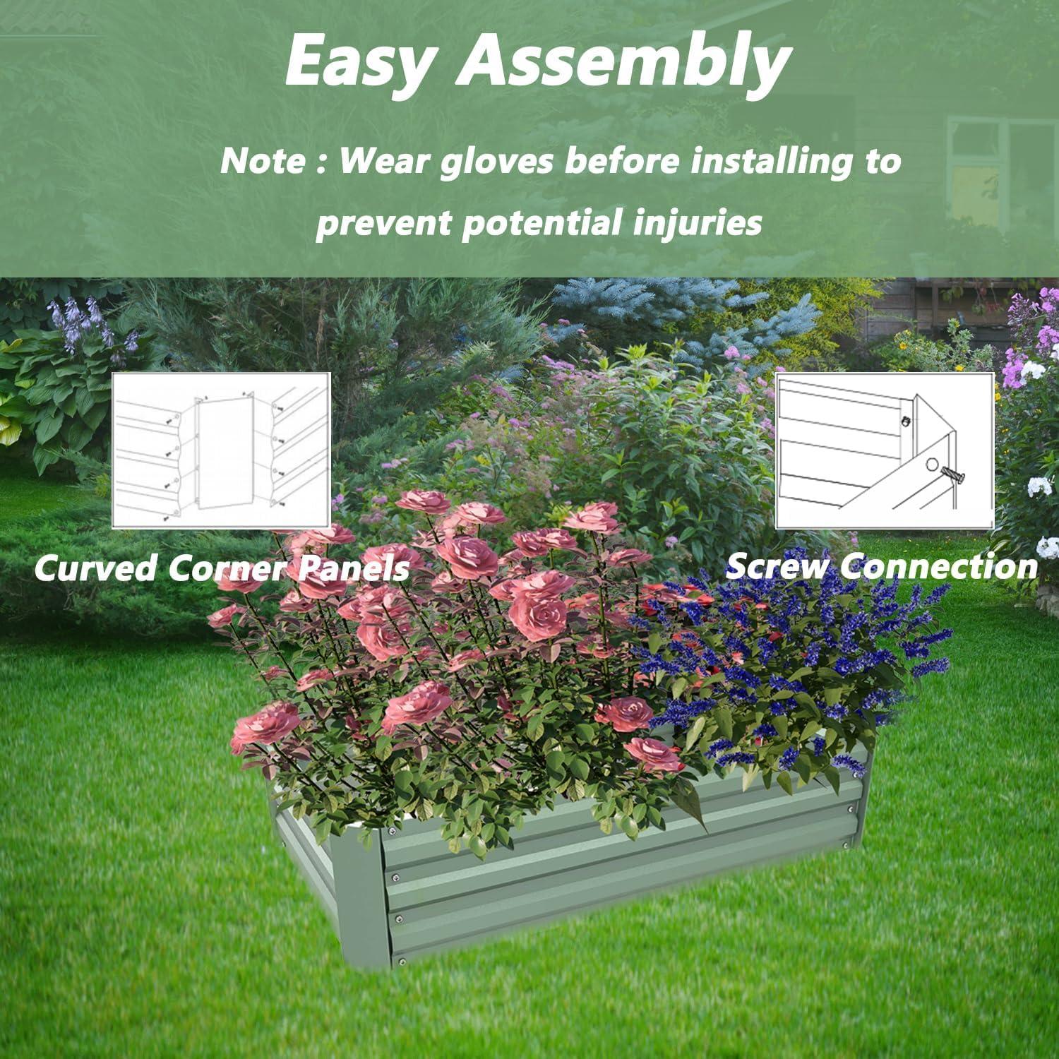 Cama de Jardín Elevada Aoodor 1.22x0.61x0.30m Verde Metal