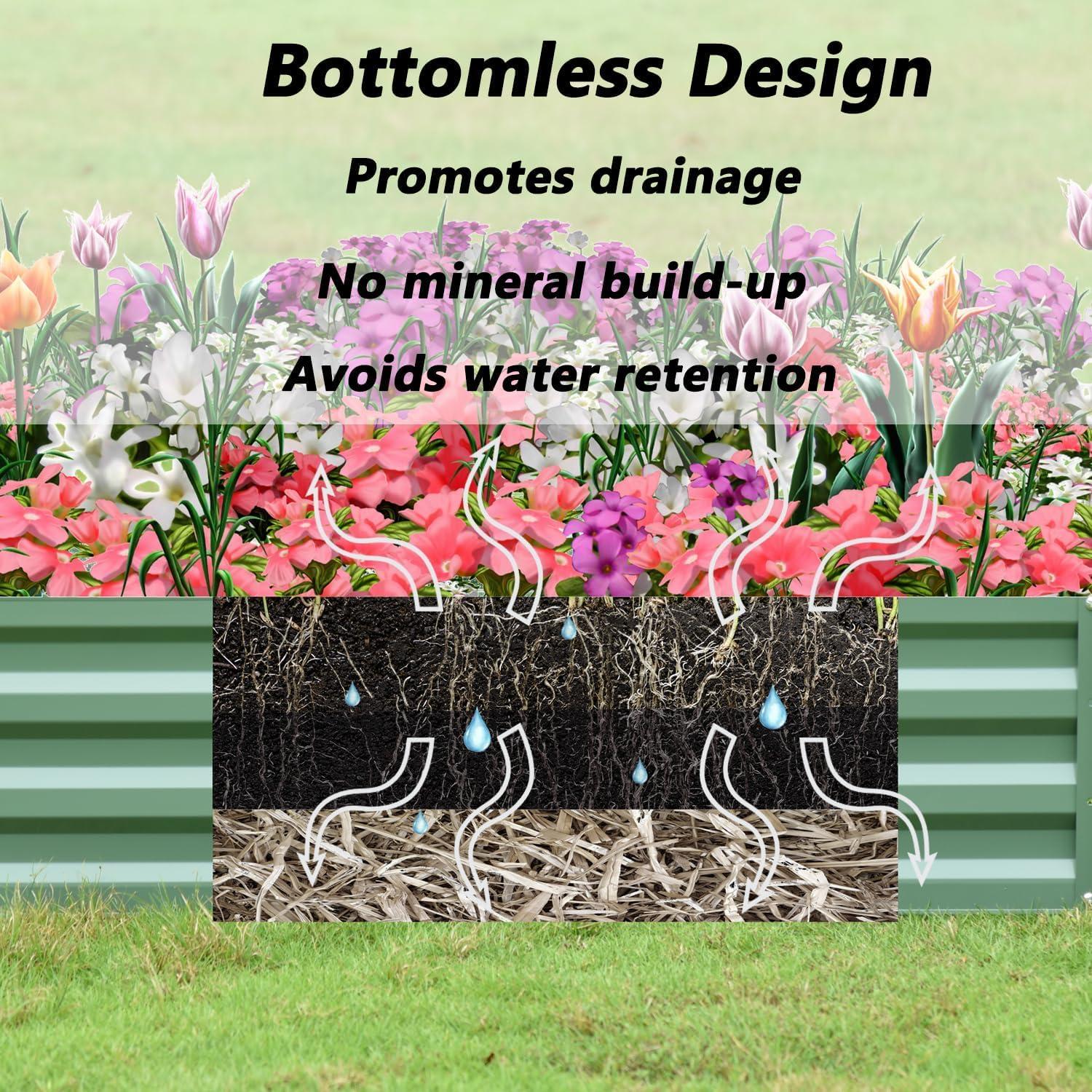 Cama de Jardín Elevada Aoodor 1.22x0.61x0.30m Verde Metal