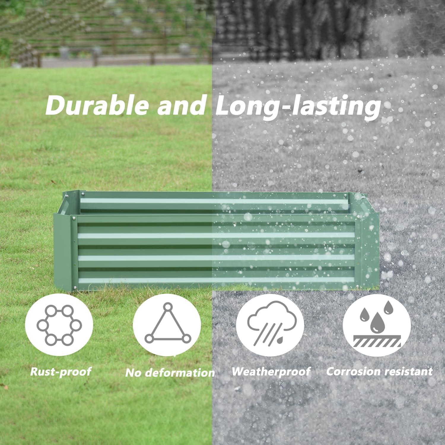 Cama de Jardín Elevada Aoodor 1.22x0.61x0.30m Verde Metal