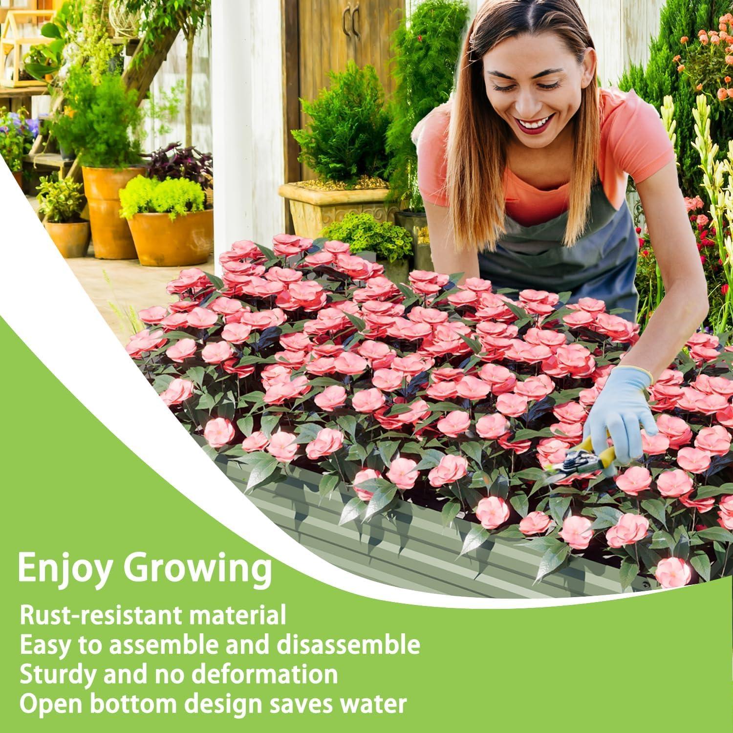 Cama de Jardín Elevada Aoodor 1.22x0.61x0.30m Verde Metal