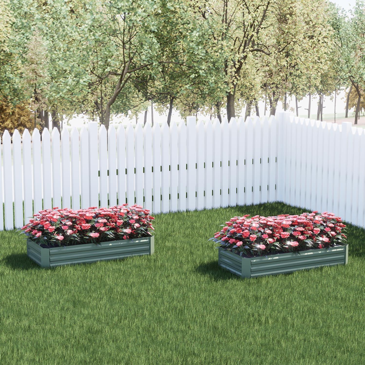 Cama de Jardín Elevada Aoodor 1.22x0.61x0.30m Verde Metal