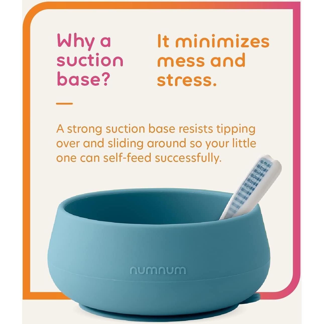 Tazón de Succión NumNum Azul/Verde 355ml + 2 Cucharas